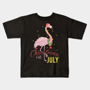 christmas in july summer flamingo Kids T-Shirt